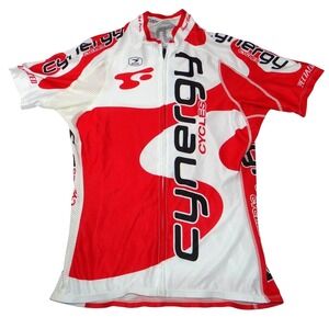 SUGOI Men's Cycling Jersey Short Sleeve Red White Cynergy Cycles Performance Fit